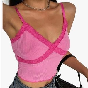 pink lace tank top
